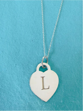 Tiffany & Co. 925 Silver Letter “L” Alphabet Initial Heart Tag Pendant Charm